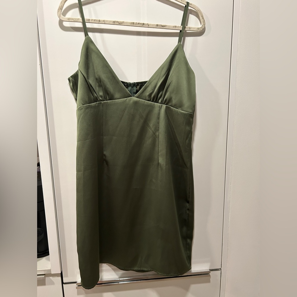 Nasty Gal Olive Satin Dress